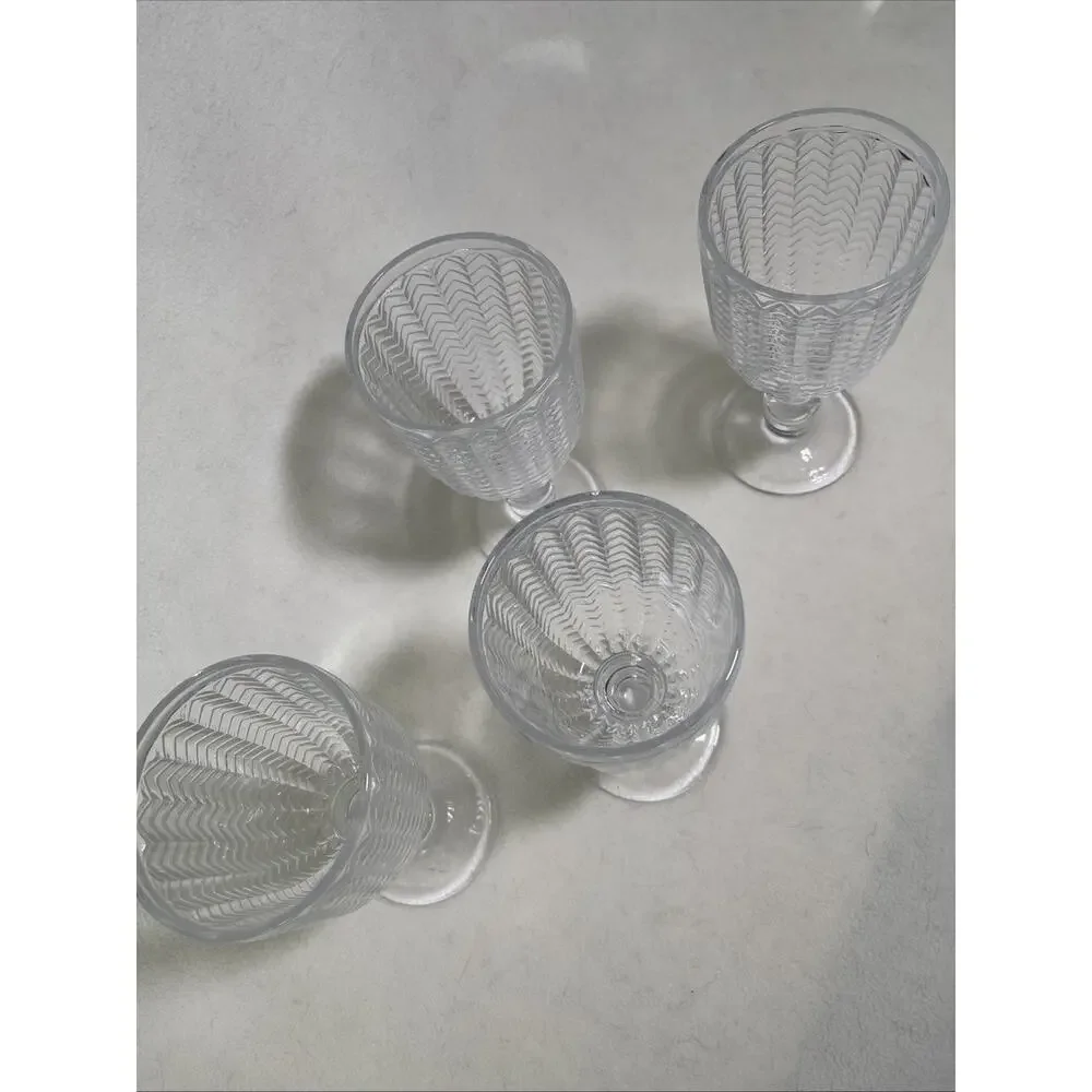 Godinger Carson Modern Vintage Wine Goblets Chevron Design 10 oz., Set of Four